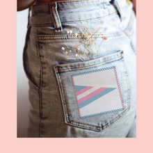 Load image into Gallery viewer, Transgender Pride Flag FPP Quilt Block (1/4" seam)