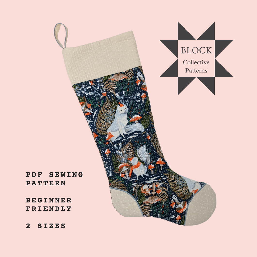 Twinkling Toes Christmas Stocking PDF Sewing Pattern, Size: Small & Medium
